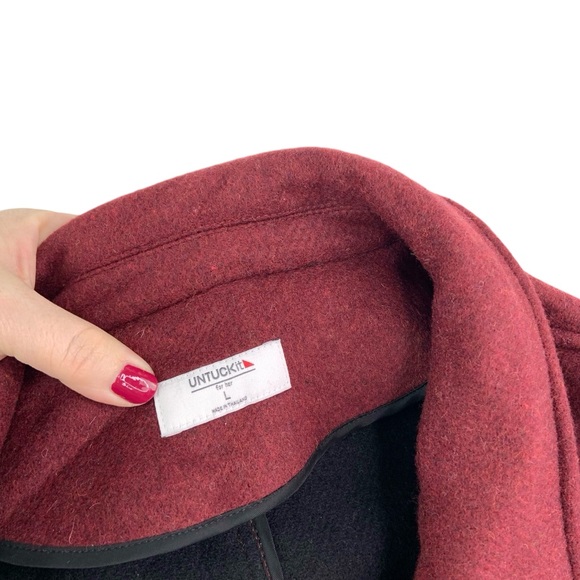 Untuckit Maroon Wool Double Breasted Long Vera Vest - Picture 3 of 4